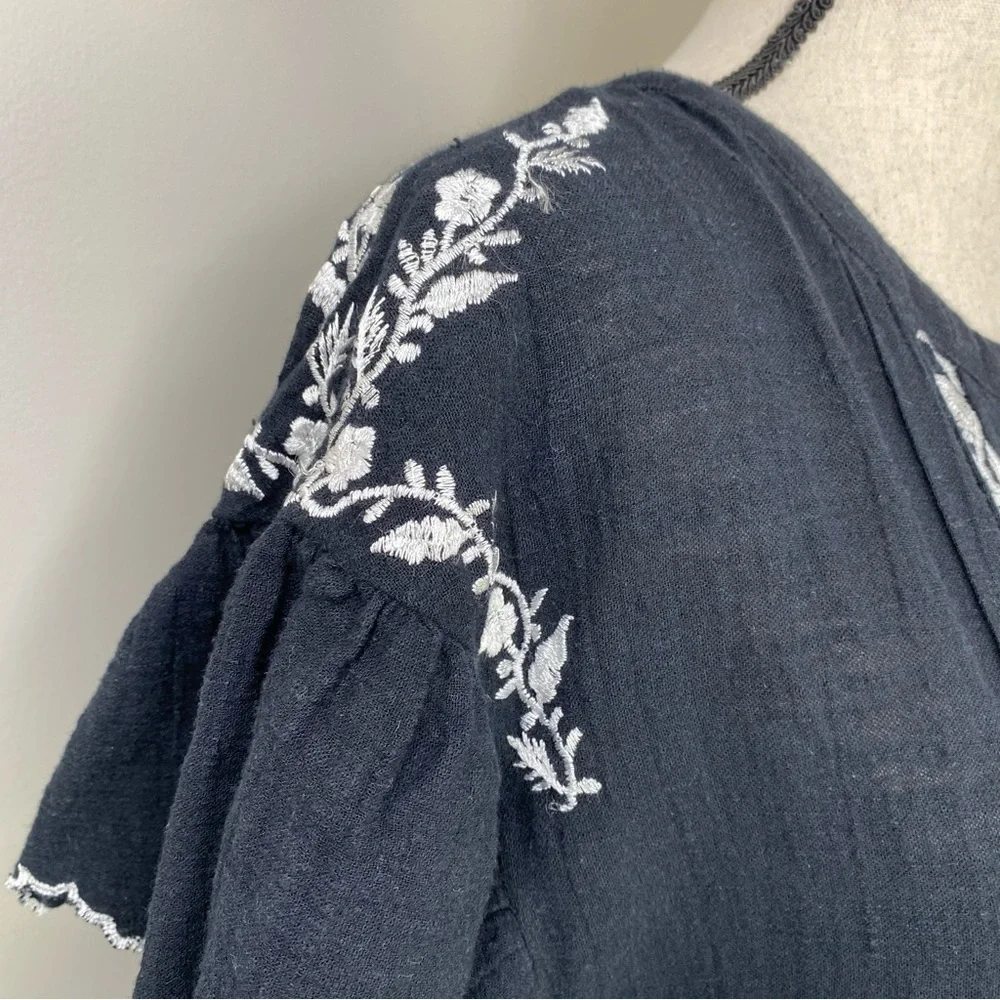 Free People Santiago Dress black white embroidered size XS